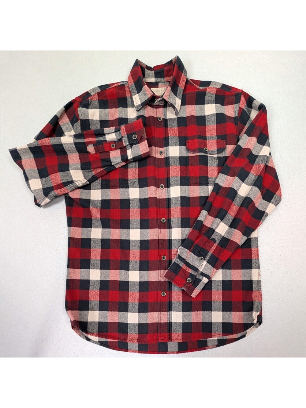 JACHS Mens XL Tall Flannel Shirt Heavy Cotton Red Plaid Lumberjack Workwear